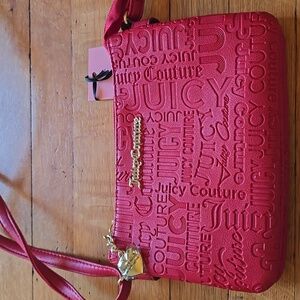 NWT, Juicy Couture, Word Search Lipstick Triple Crossbody Purse, Red & Gold